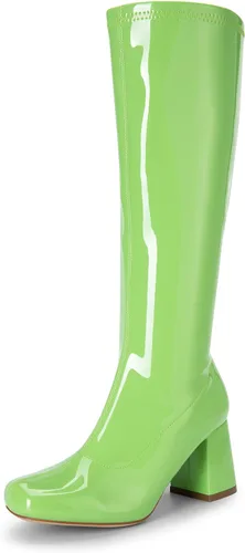 Vista 13 de DREAM PAIRS Botas Gogo para mujer, botas altas hasta la rodilla Negro y poliuretano.