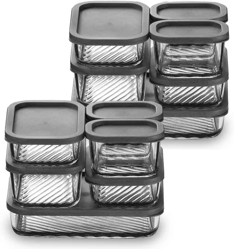 Vista 13 de EATEX Paquete de 6 recipientes de vidrio para preparación de comidas con base ranurada, 6 recipientes de almacenamiento de vidrio apilables sin BPA