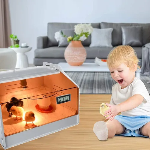 Vista 5 de Caja caliente inteligente para criadores, 10-30 pollitos y animales pequeños, incubadora manual, calentador de gallinero, jaula de criador