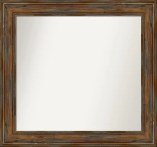 Vista 235 de Amanti Art Espejo de baño marrón para sobre fregadero, 26 x 26 pulgadas, espejo de tocador cuadrado marrón rústico Alexandria, marco de madera