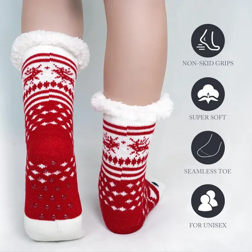 Vista 4 de ZAKASA Calcetines tipo pantufla para mujer, suaves y cómodos, con forro polar para mujeres y niñas