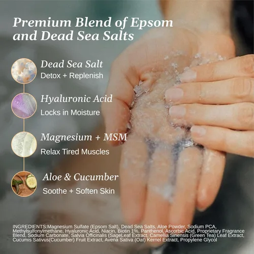 Vista 2 de Relax Spa & Bath, Epsom & Sales del Mar Muerto, sales de baño de aromaterapia para bañera de hidromasaje, baño o spa, infundidas con magnesio, 32