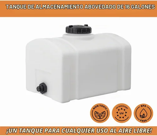 Vista 3 de RomoTech 82123889 Tanque de Agua con Depósito Abovedado de Polietileno, 16 galones, Fabricado en EE.UU., Tanque de Polietileno para Agua y Líquidos