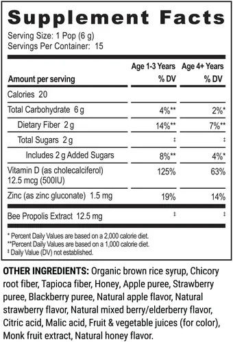 Vista 7 de Paletas para el dolor de garganta para niños de Beekeeper's Naturals - Apoyo inmunológico formulado por médicos, vitamina D y miel, menos de 2g