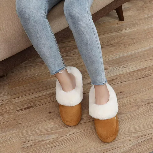 Vista 6 de NineCiFun - Pantuflas de casa de gamuza, unisex, mullidas, con forro de piel sintética, para interiores y exteriores, con suela de goma