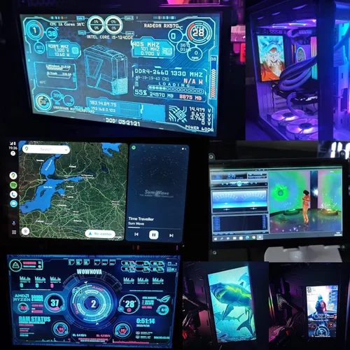 Vista 4 de WOWNOVA Panel de sensor de computadora de 7 pulgadas, pantalla LCD, monitor de temperatura de PC, pantalla secundaria, accesorios de PC para carcasa