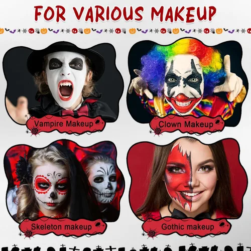 Vista 6 de IONSGAKO Kit de maquillaje de payaso Joker de Halloween, pintura corporal