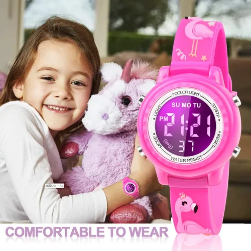 Vista 5 de Viposoon Relojes LED impermeables para niños con alarma - Juguetes para niños de 3 a 10 años