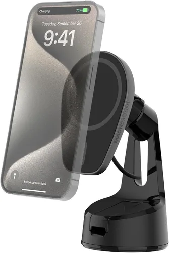 Vista 8 de Scosche MPQMD-SP MagicMount Charge Pro Qi2 Cargador de montaje en coche MagSafe de carga inalámbrica rápida, soporte magnético de teléfono celular