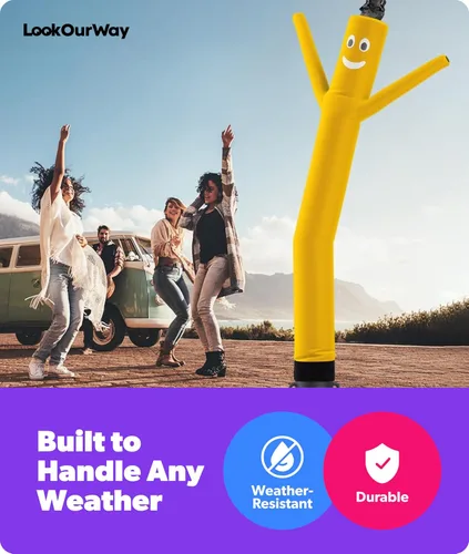 Vista 7 de LookOurWay Air Dancers Wacky Waving Inflatable Tube Man Set - Muñeco inflable de tubo de 3,05 m de alto con soplador y movimiento loco - Amarillo
