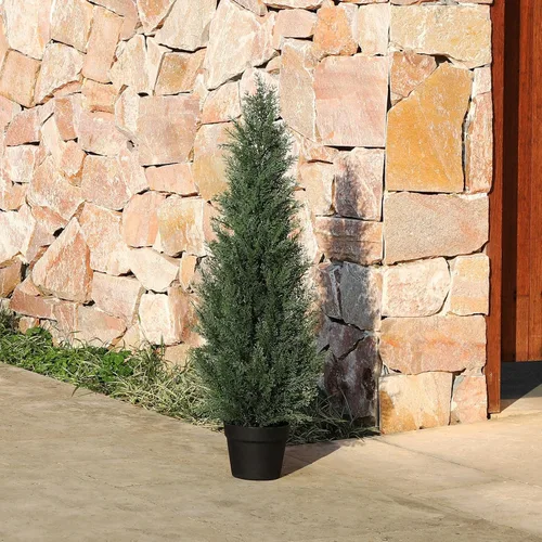 Vista 4 de Laiwot Árboles Topiarios Artificiales de Cedro de 3 Pies para Exteriores en Maceta, Árboles de Ciprés Falsos, Plantas de Hoja Perenne Artificiales