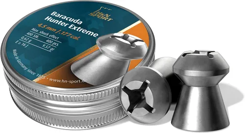 Vista 3 de Haendler & Natermann Hornet - Pellets de pistola de aire puntiaguda, calibre .177/9.6 granos, gris y H & N Baracuda Hunter - Pellets de pistola