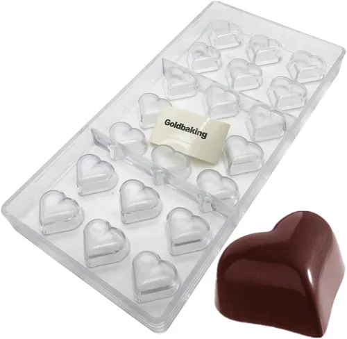 Vista 10 de Goldbaking Molde de chocolate con forma de corazón de diamante Bandeja de caramelo de policarbonato
