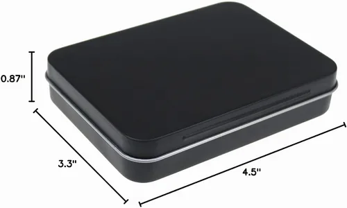 Vista 8 de 12 latas rectangulares de metal con bisagras, color negro, 4.5 x 3.3 x 0.87