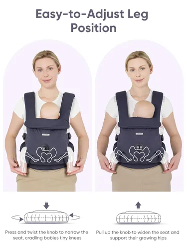 Vista 11 de bonoch EaseFit - Portabebés para recién nacidos a niños pequeños, perilla de ajuste para desarrollo saludable de la cadera del bebé, correa
