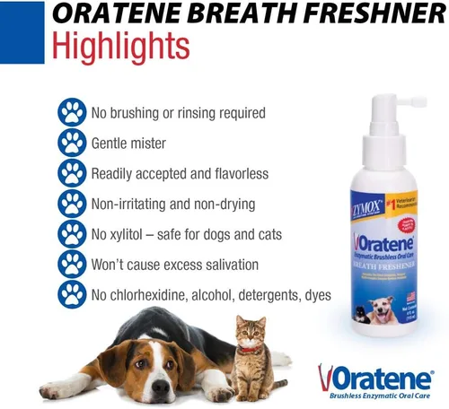 Vista 3 de Zymox Oratene - Ambientador bucal sin escobillas para perros y gatos, 4 onzas