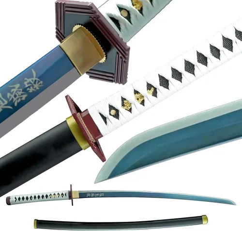 Vista 13 de Demon Slayer - Espada Tanjiro Katana de acero 1065, espiga completa, hecha a mano, Katana japonesa real, 41 pulgadas