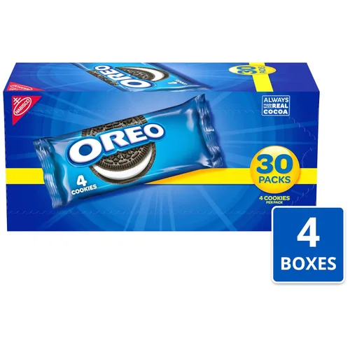 Vista 2 de OREO Galletas sándwich de chocolate, 120 paquetes de bocadillos (4 galletas por paquete, 4 cajas)