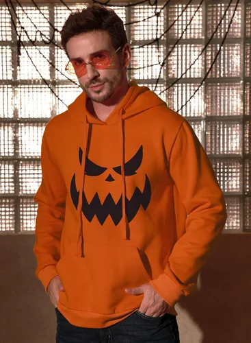 Vista 7 de Arvilhill Sudadera con capucha de calabaza de Halloween para hombre