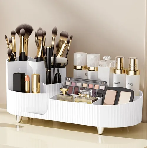 Vista 9 de Organizador de maquillaje giratorio, estuche de exhibición de cosméticos de gran capacidad, fácil de contener todos tus productos de maquillaje, al