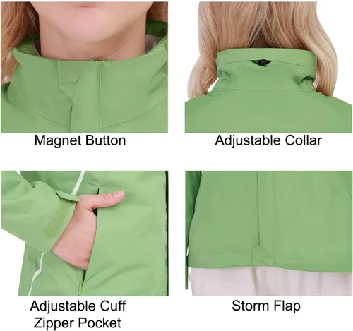Vista 3 de Chaqueta de lluvia de golf para mujer, impermeable, transpirable, cortavientos, ligera, para correr, senderismo, ciclismo, camping