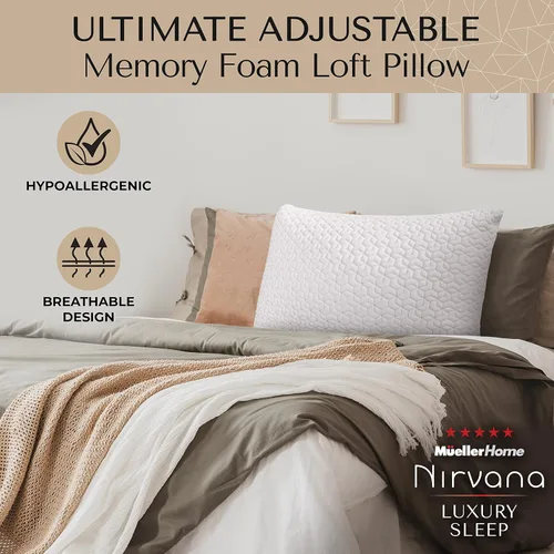 Vista 2 de Mueller Nirvana - Almohada cervical ajustable de espuma viscoelástica, almohadas cervicales inodoras para aliviar el dolor, almohada ortopédica