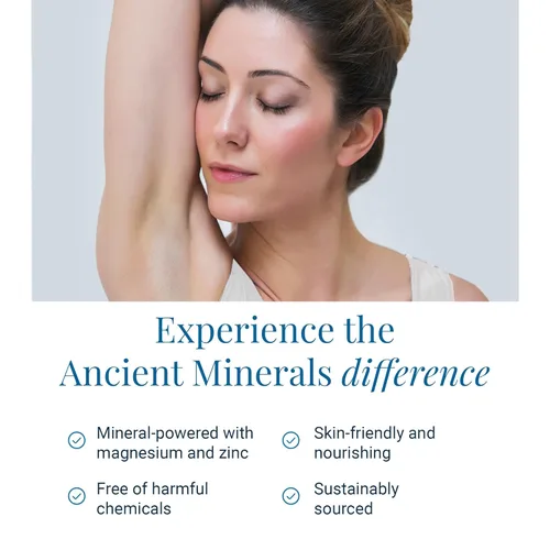 Vista 4 de Ancient Minerals Crema desodorante natural, aroma a eucalipto y menta, sin aluminio, desodorante vegano para mujeres y hombres con magnesio, zinc