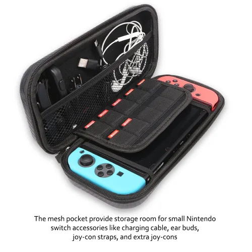 Vista 3 de TJS Case for Nintendo Switch Model 2017 6.2'', with 2 Pack Tempered Glass Screen Protector Hard Travel Carrying Case Shell Carry Pouch (Blue)