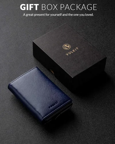 Vista 7 de Cartera plegable de cuero genuino con compartimento para billetes, ventana de identificación y bolsillo para monedas