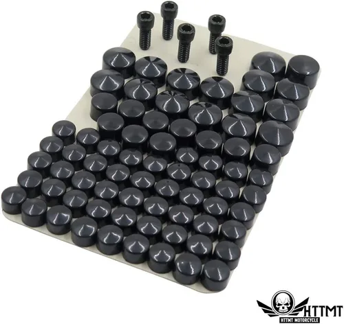Vista 3 de MT247-001-BK - Tapas de pernos negros compatibles con Harley FLT FLH 2007-2013