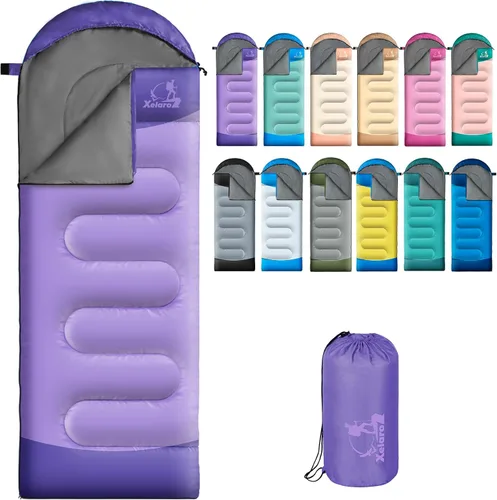 Vista 12 de Sacos de dormir para adultos y niños - 3 estaciones para clima frío y cálido, impermeables para acampar - Sacos de dormir ligeros para camping
