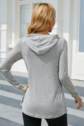 Vista 5 de Sosolism Sudadera con capucha de lactancia para mujer, de manga larga, con bolsillos