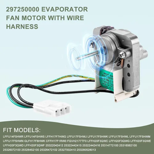 Vista 3 de Motor del ventilador del evaporador del refrigerador 297309000 297250000 compatible con Cro-sley Frigid-aire Elec-trolux Ken-More refrigerador
