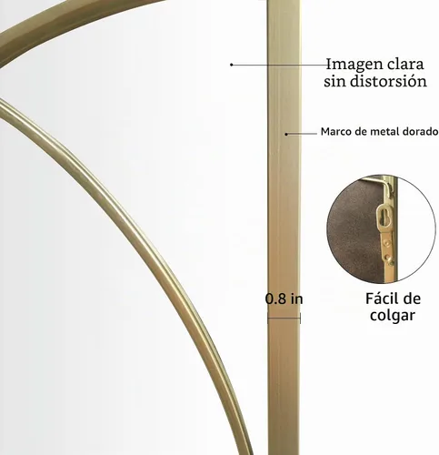Vista 3 de Espejo de pared rectangular dorado con marco de metal, juego de espejos decorativos para pared, espejos colgantes para sala de estar, dormitorio