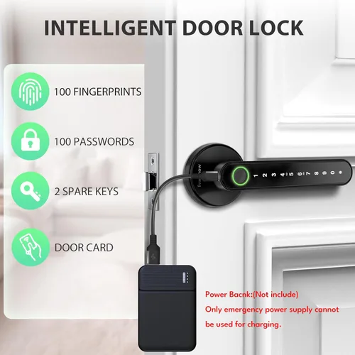 Vista 5 de Cerradura de puerta con huella dactilar, perilla biométrica de puerta con teclado sin llave, cerraduras de puerta para dormitorios, hogar, hotel