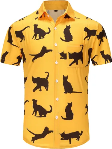 Vista 200 de KYKU - Camisa hawaiana funky para hombre, ropa tropical para vacaciones en Palm Beach