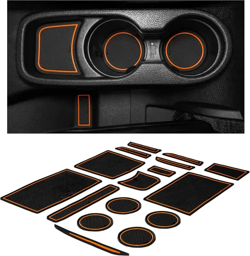 Vista 11 de Compatible con accesorios Jeep Compass 2018-2021 - Insertos de portavasos antideslizantes para interiores de alta calidad, antipolvo, tapetes