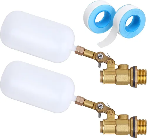 Vista 8 de Paquete de 2 válvulas de flotador de agua de 1/2 pulgada, 1/2 pulgada de latón con brazo ajustable, llenado automático y control de nivel de agua