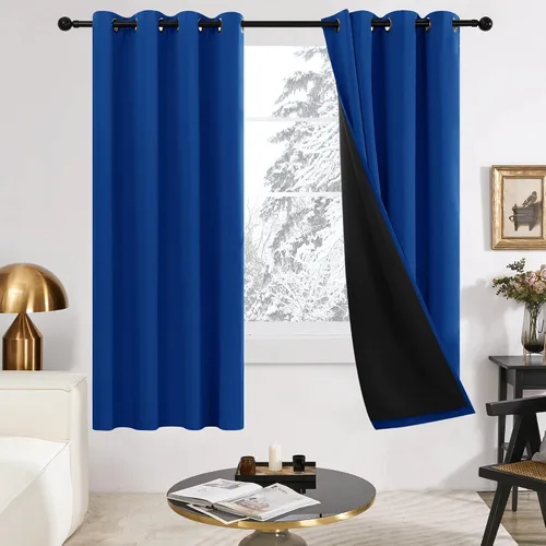 Vista 65 de Deconovo cortinas blackout 100 % con forro totalmente negro con aislamiento térmico de doble capa, oscurecimiento de la habitación, ahorro