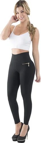 Vista 4 de Leggings elevadores con cintura alta interna Fajas Powernet Supplex Zipper Levanta Cola Colombianos 402BB