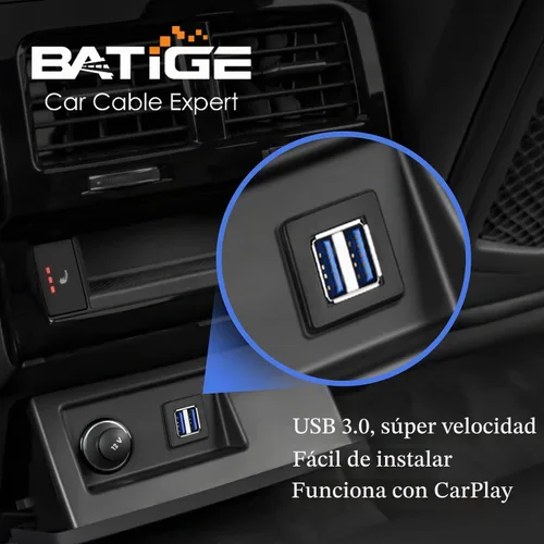 Vista 2 de Cable de extensión cuadrado USB 3.0 de doble puerto con hebilla