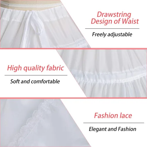 Vista 9 de SISROL Womens 6 Hoop Skirt Crinoline Petticoat Underskirt for Wedding Dress Blanco