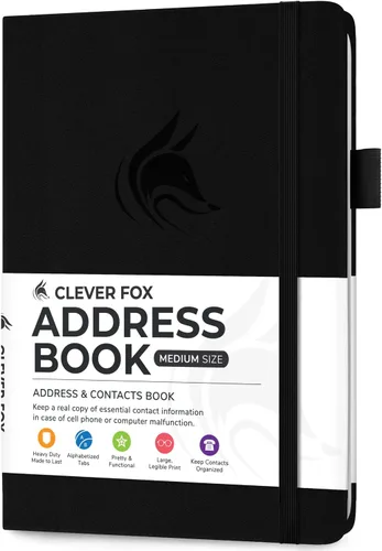 Vista 7 de Clever Fox - Libreta de direcciones con pestañas alfabéticas - Libro de teléfono y direcciones de cuero PU para guardar contactos de forma segura