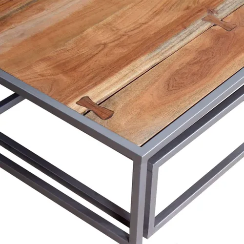 Vista 8 de Mesa de centro de dos piezas, mesa de centro moderna, juego de mesa de centro adecuado para sala de estar, oficina, balcón, sala de estar familiar