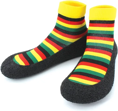 Vista 3 de Zapatos tipo calcetín descalzos para mujer y hombre, para deportes acuáticos, yoga, saltar, playa, caminar, fitness, calzado jamaicano, rasta, afro