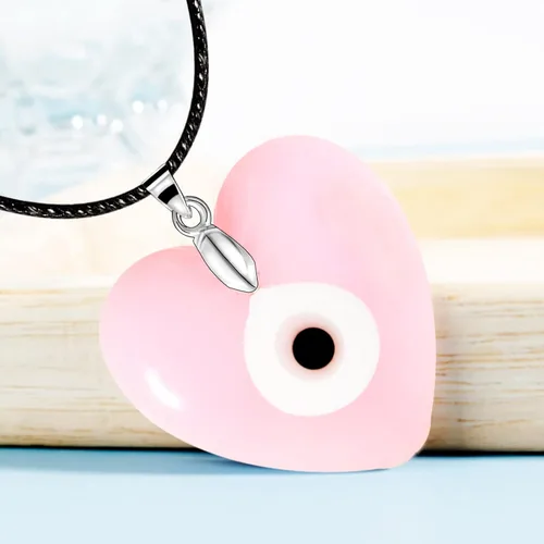 Vista 8 de Long tiantian - Collar de ojo turco de vidrio para el mal de ojo, con cuerda de cuero para mujeres y hombres, protege la suerte, color azul