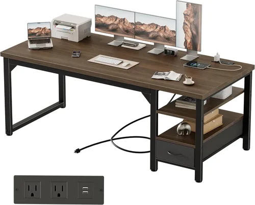 Vista 73 de Mericonia Escritorio para computadora, escritorio de juegos para espacios pequeños, mesa de estilo moderno y simple para oficina en casa, mesa