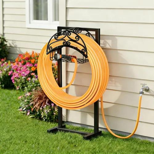 Vista 2 de Gayuteay Soporte para manguera de jardín - Soporte para manguera de agua mejorado con cesta de almacenamiento, capacidad para 151 pies, soporte