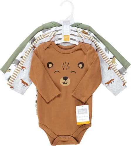 Vista 4 de Hudson Baby baby-boys Cotton Long-sleeve Bodysuits 5-pack