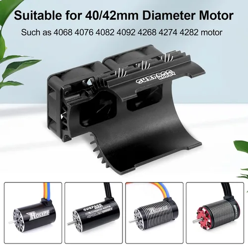 Vista 4 de OGRC Ventiladores de refrigeración RC Dual de 30mm 27000 RPM Disipador de calor para motor de coche RC con cubierta de metal 4068 4274 Disipador